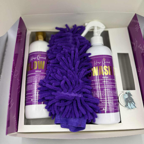 horse grooming set in gorgeous purple box