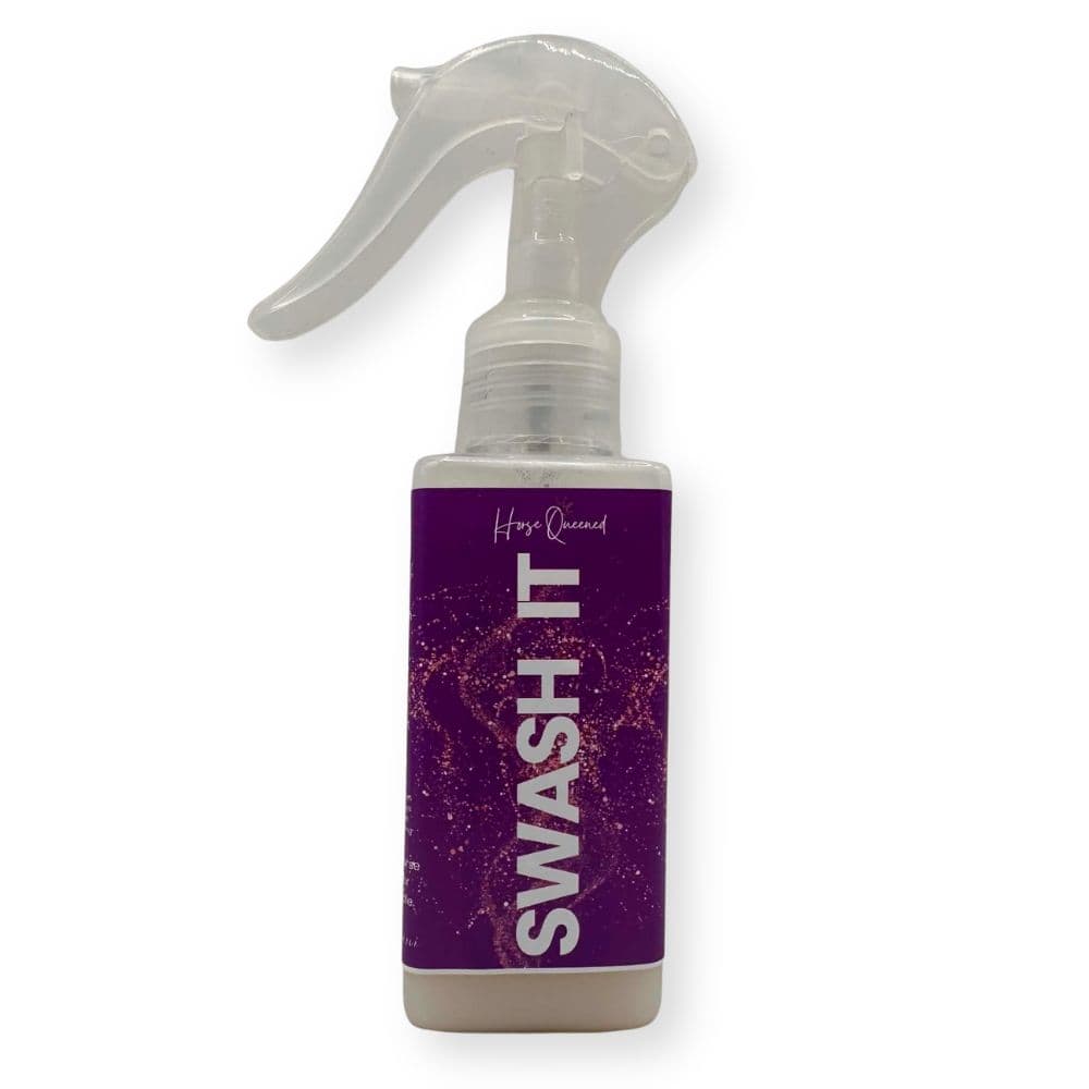 Swash It – Spray, rub, done. Fast clean-up for mud + show prep