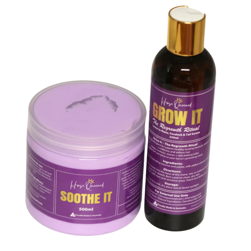The Regrowth Ritual Pack- Natural Coat, Mane & Tail Care Duo | Soothe It + Grow It - Horse Queened