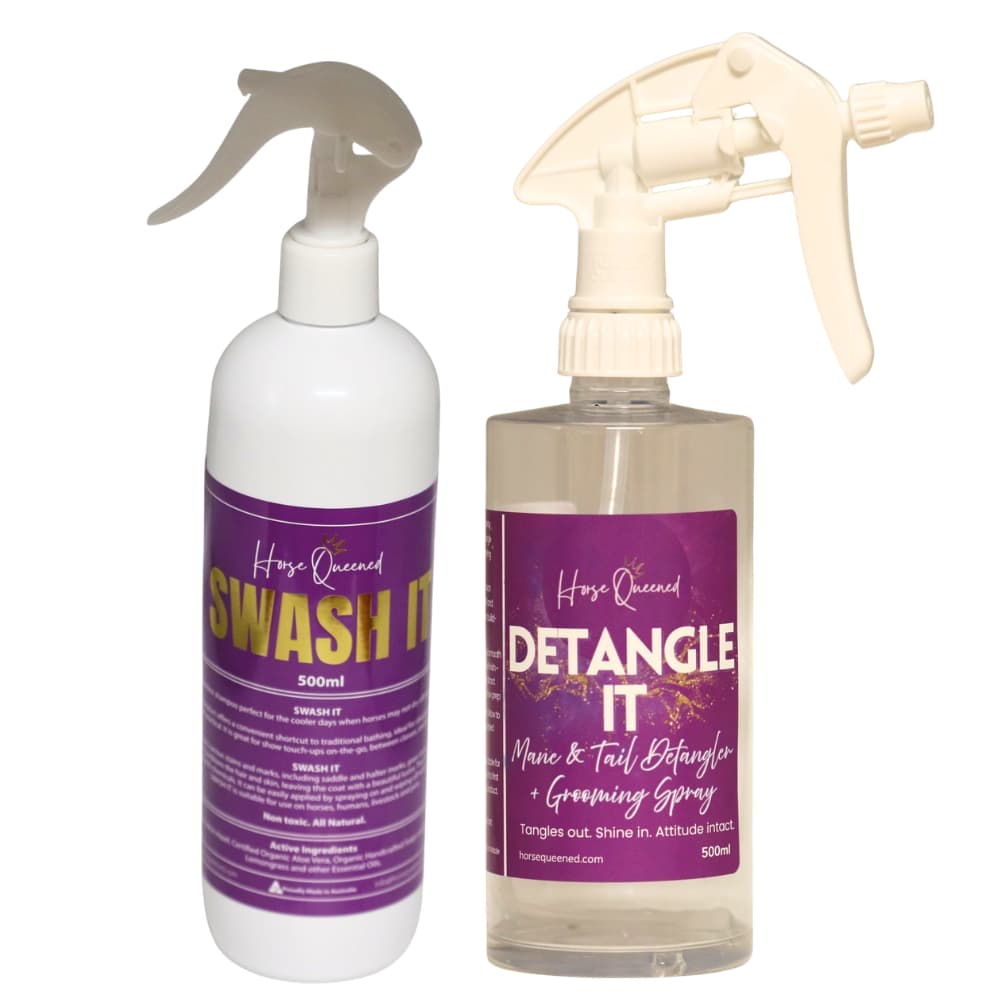 No-Drama Duo – Horse Grooming Waterless Wash & Detangle Pack - Horse Queened