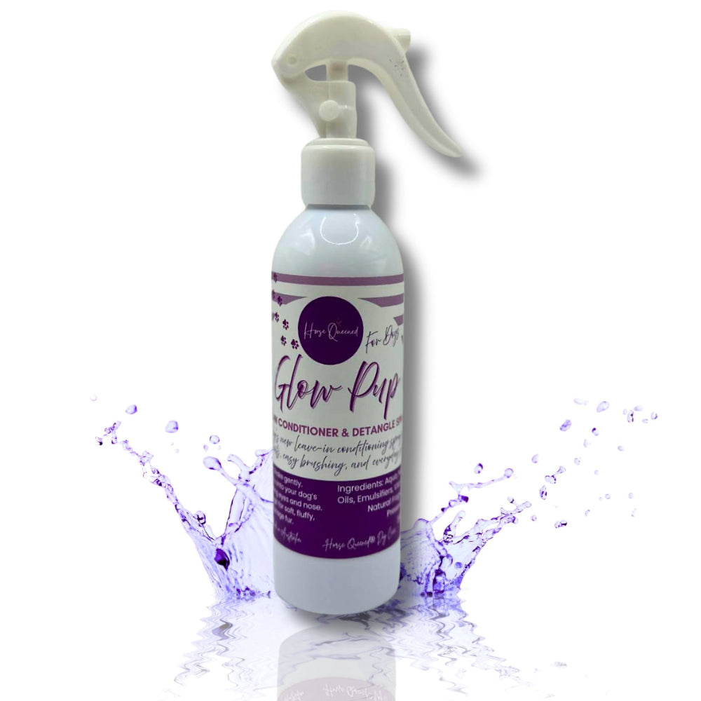 White spray bottle with purple label on a white background